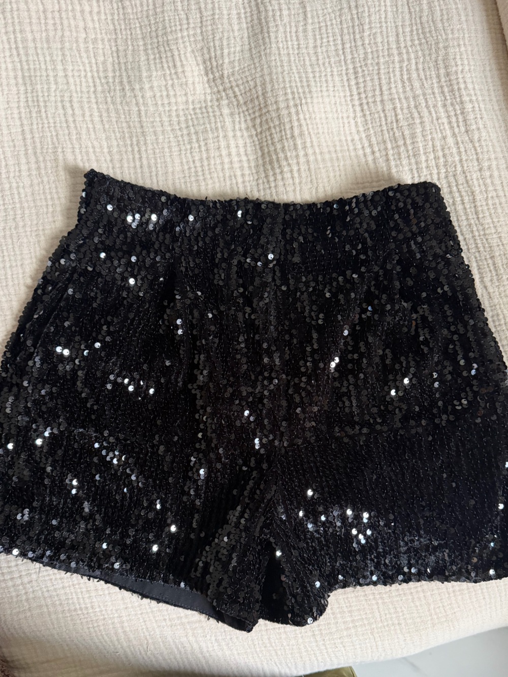 Zara Black Sequin Mini Shorts